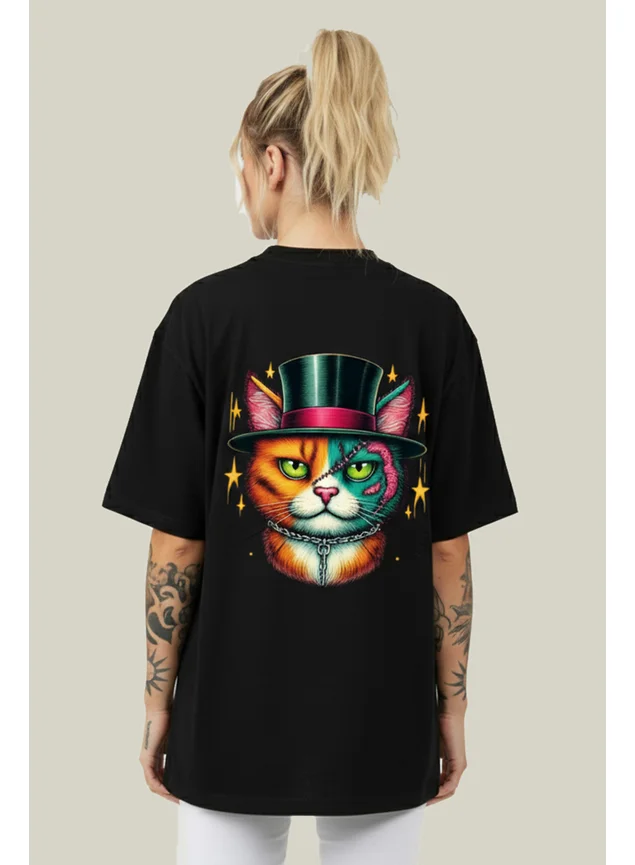Camiseta Oversized Feminina Scarcat Preto
